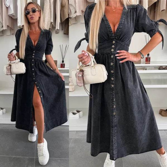 Robe Longue en Denim - Clairea Boutique
