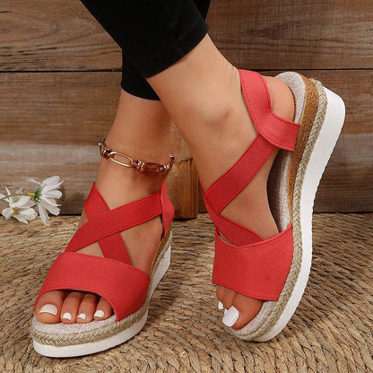 Sandales Compensées À Brides Croisées - Clairea Boutique