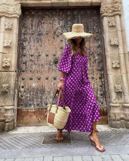Robe Bohème Élégante Imprimée Vintage - Clairea Boutique