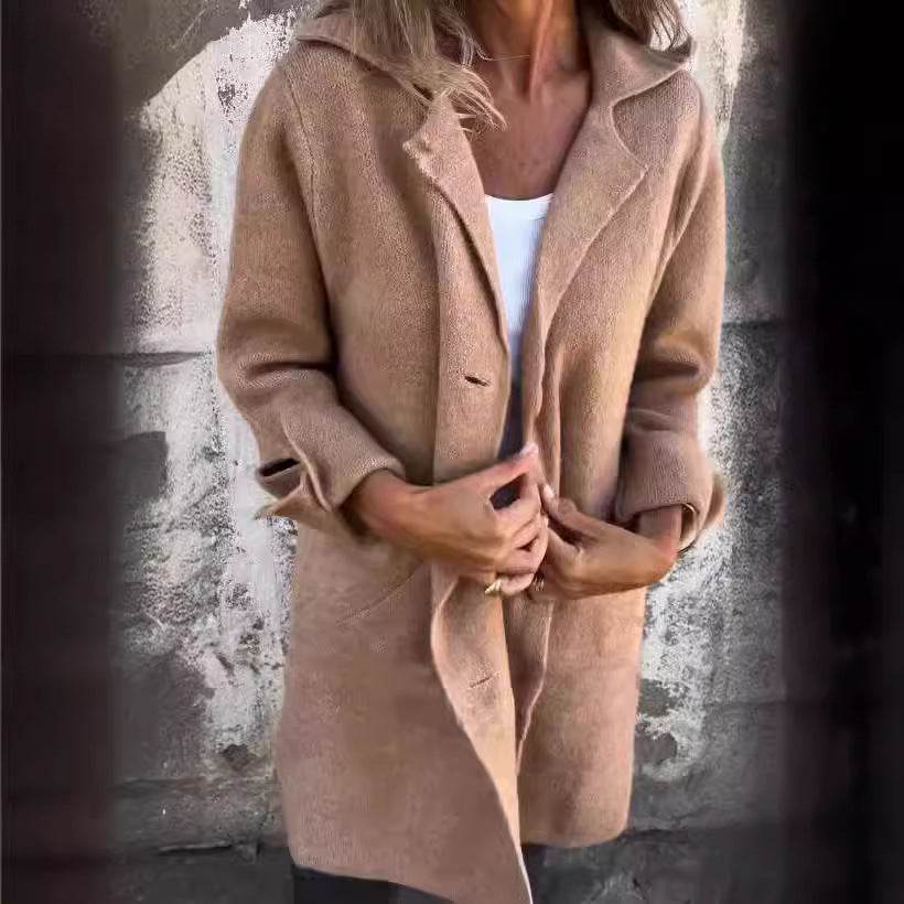 Cardigan Mi-Long à Boutons Simple avec Poches - Clairea Boutique