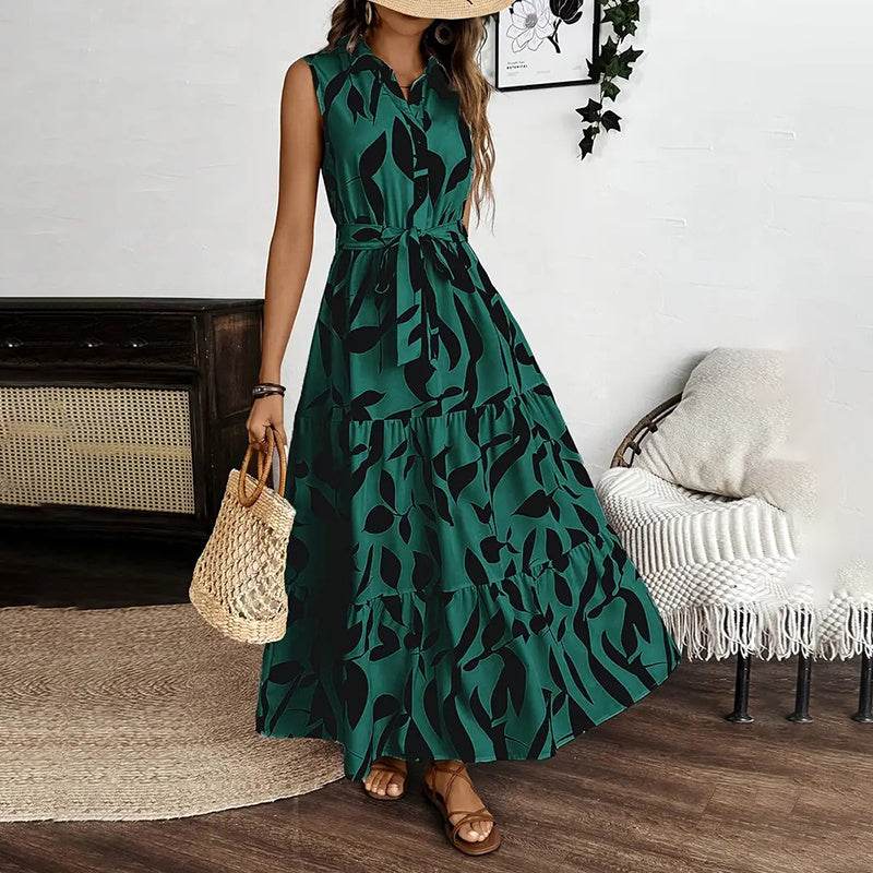Robe Longue Bohème Sans Manches à Fleurs - Clairea Boutique
