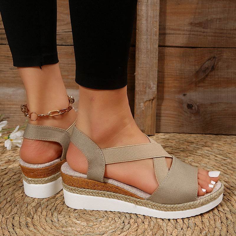 Sandales Compensées À Brides Croisées - Clairea Boutique