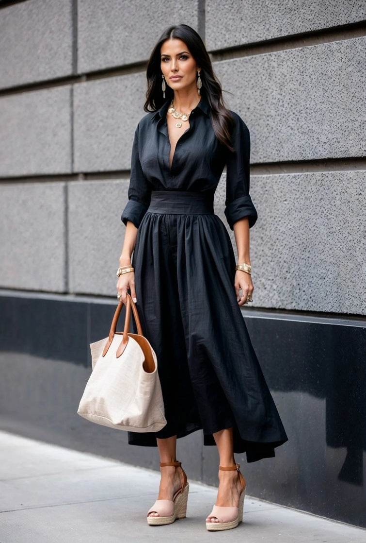 Robe Flottante à Taille Serrée - Clairea Boutique