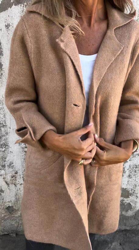 Cardigan Mi-Long à Boutons Simple avec Poches - Clairea Boutique
