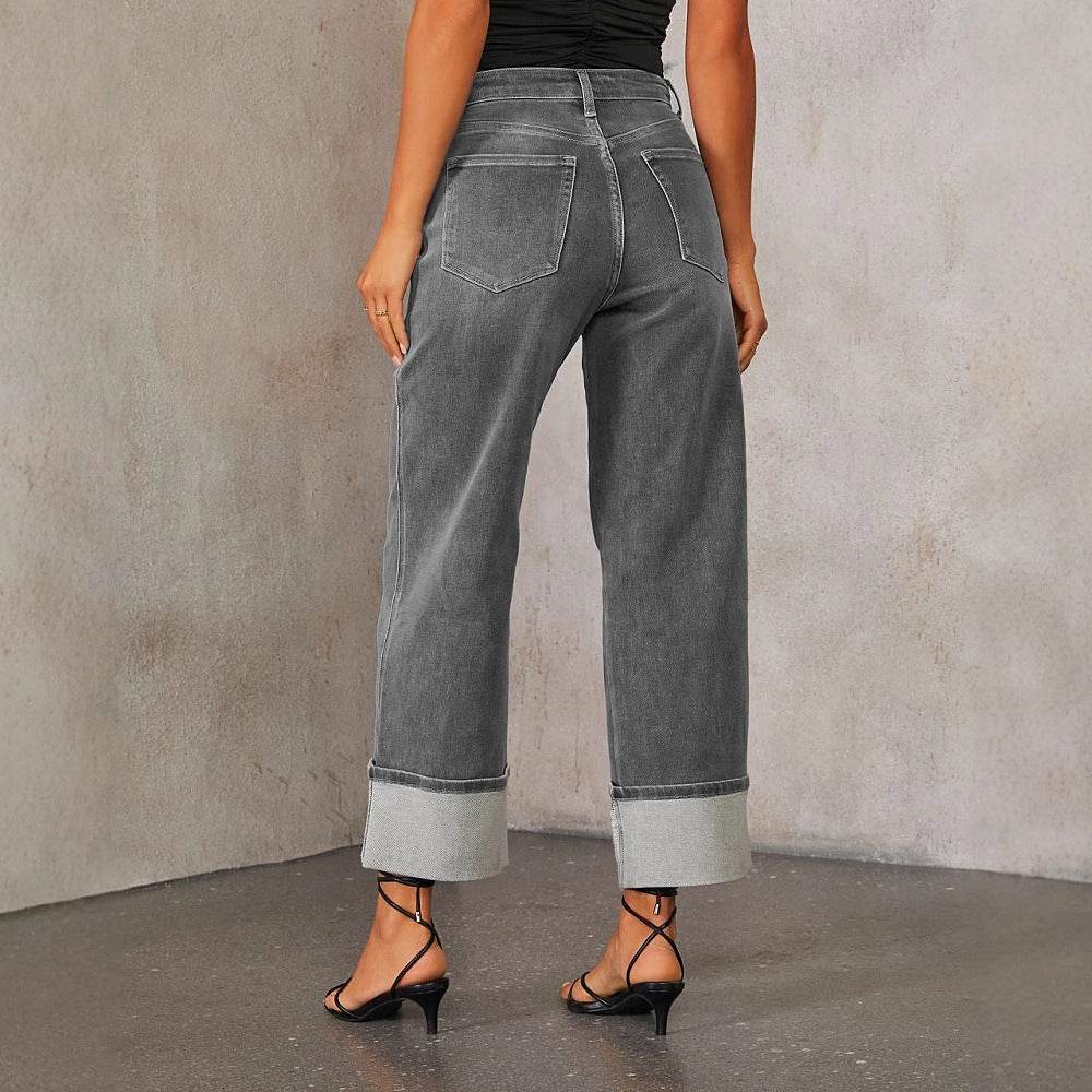 Jean Droit Élastique Style Rétro - Clairea Boutique
