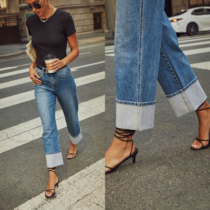 Jean Droit Élastique Style Rétro - Clairea Boutique