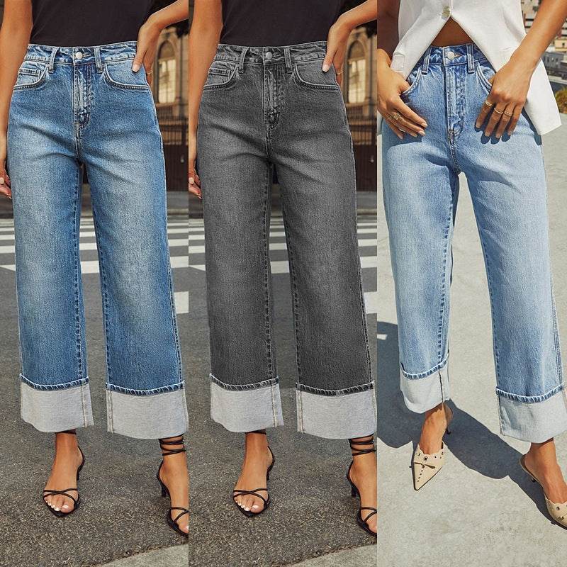 Jean Droit Élastique Style Rétro - Clairea Boutique