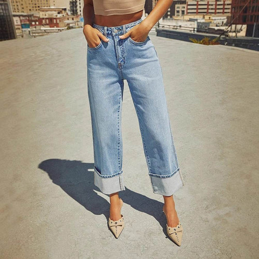 Jean Droit Élastique Style Rétro - Clairea Boutique