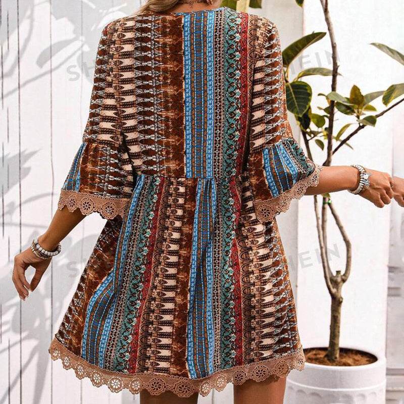 Robe Courte Bohème à Imprimés - Clairea Boutique