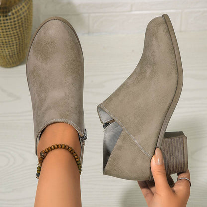 Bottines Courtes à Talon Large - Clairea Boutique