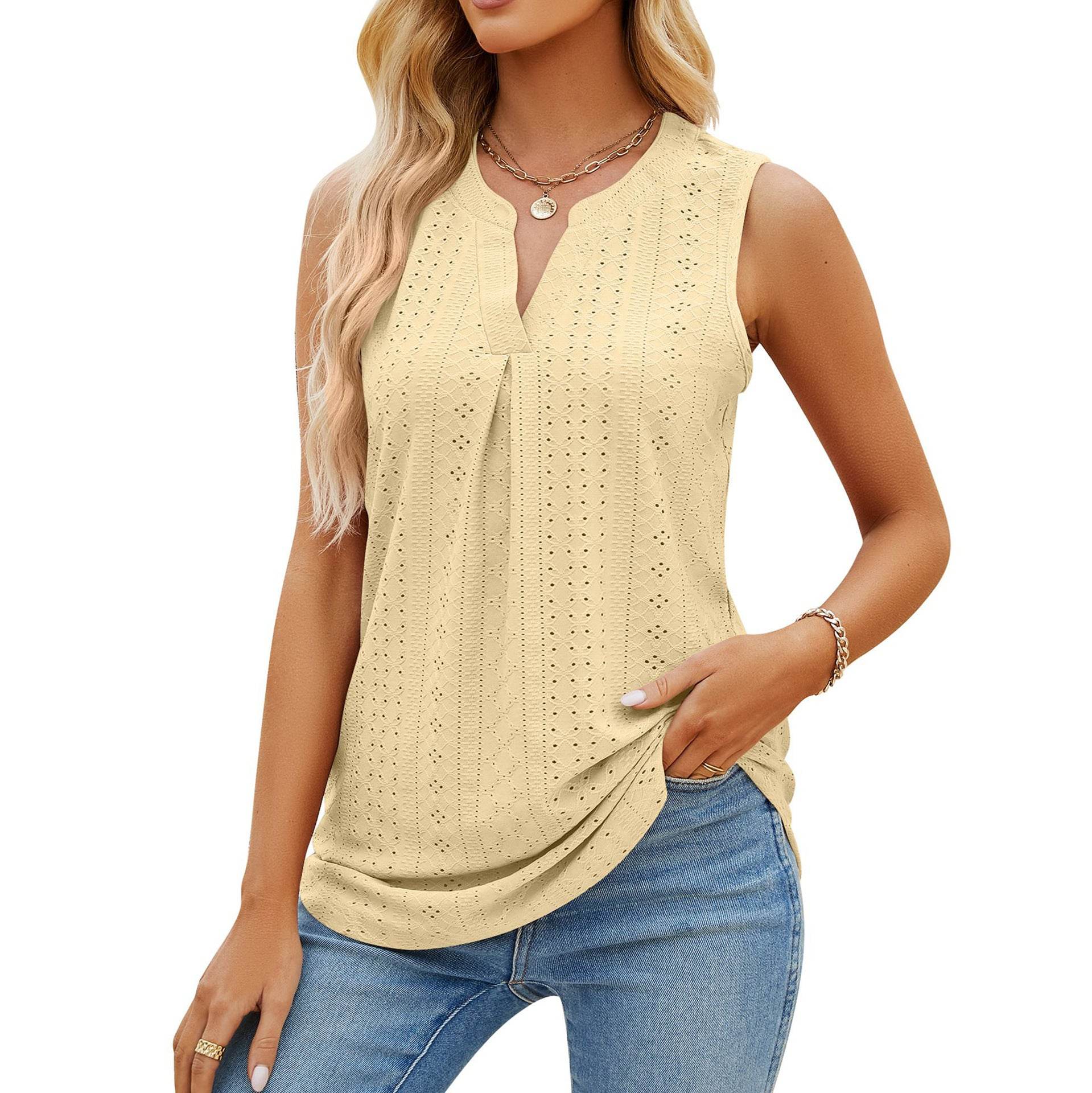 Débardeur Slim d’Été Sans Manches à Col V - Clairea Boutique
