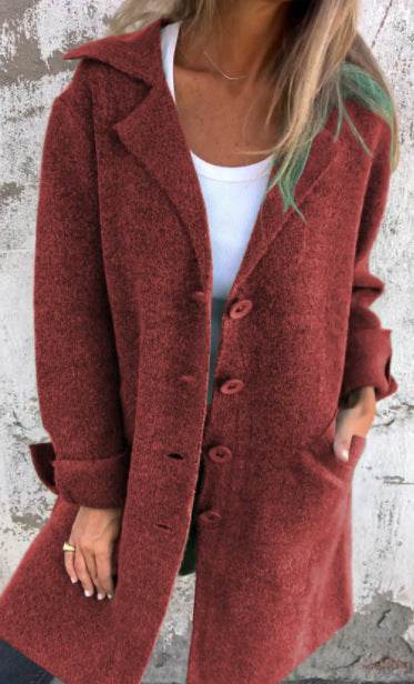 Cardigan Mi-Long à Boutons Simple avec Poches - Clairea Boutique