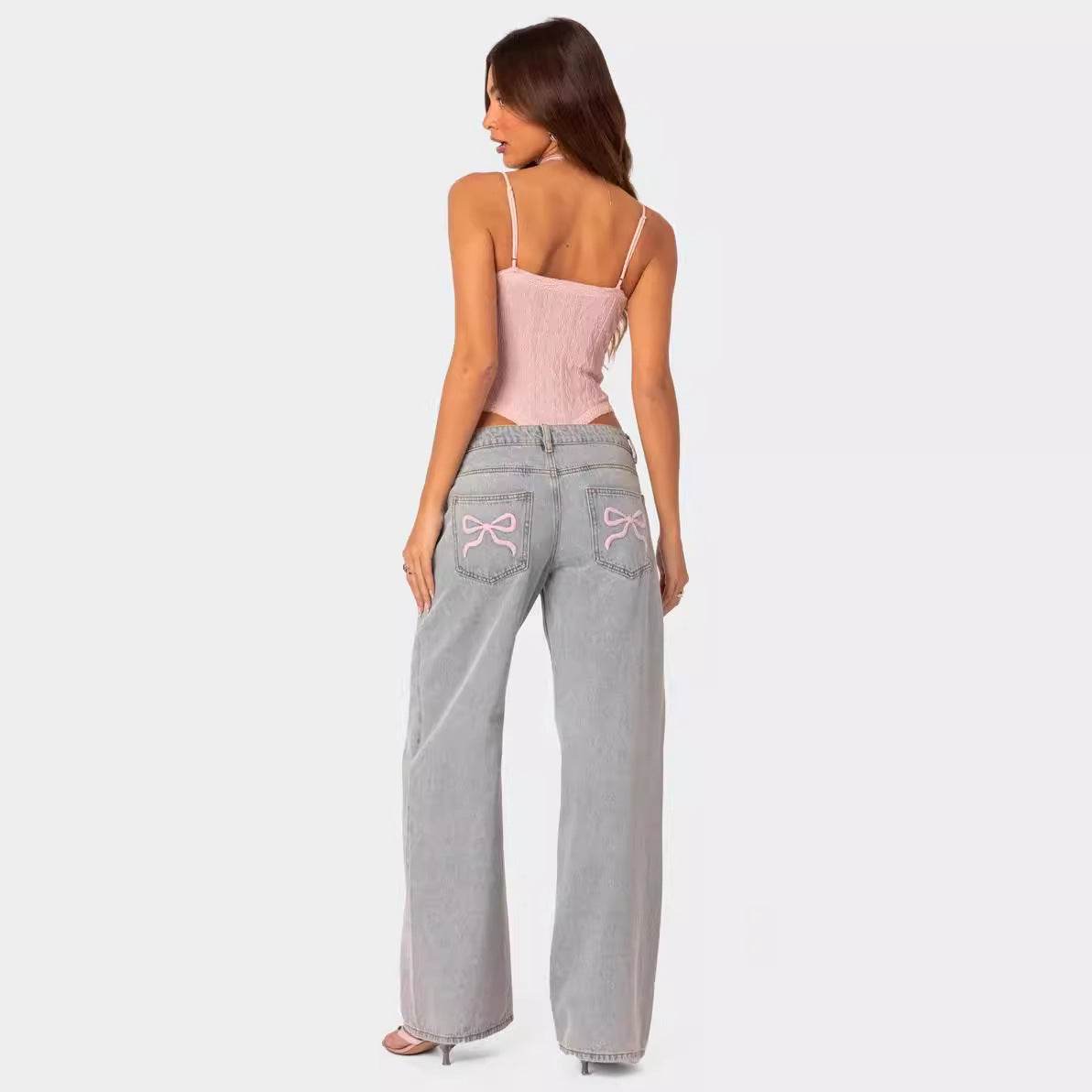 Jean Femme Large Style Rétro Imprimé - Clairea Boutique