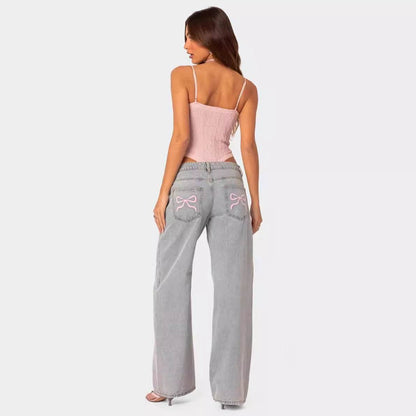 Jean Femme Large Style Rétro Imprimé - Clairea Boutique