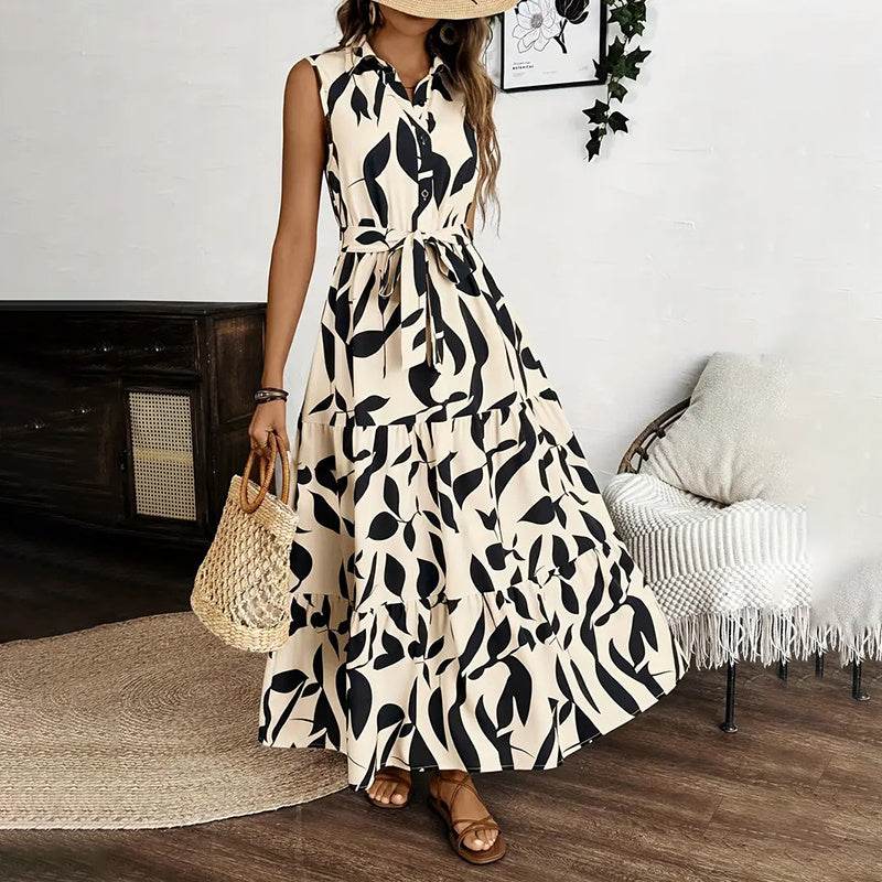 Robe Longue Bohème Sans Manches à Fleurs - Clairea Boutique