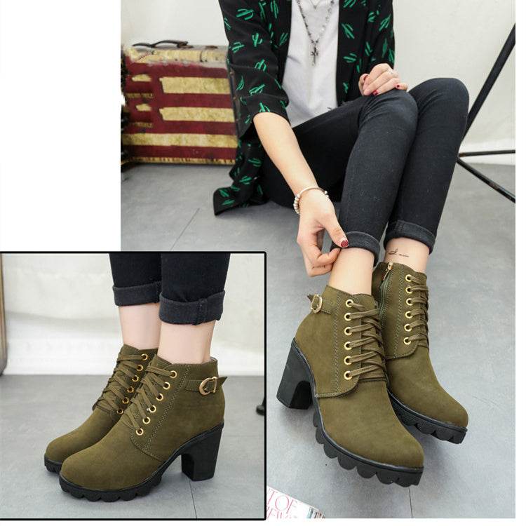 Bottines à Talons Bloc avec Boucle - Clairea Boutique