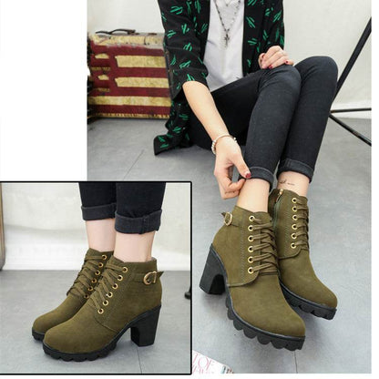 Bottines à Talons Bloc avec Boucle - Clairea Boutique