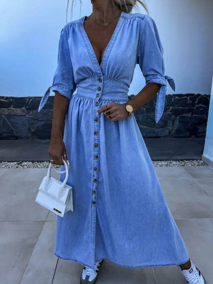 Robe Longue en Denim - Clairea Boutique