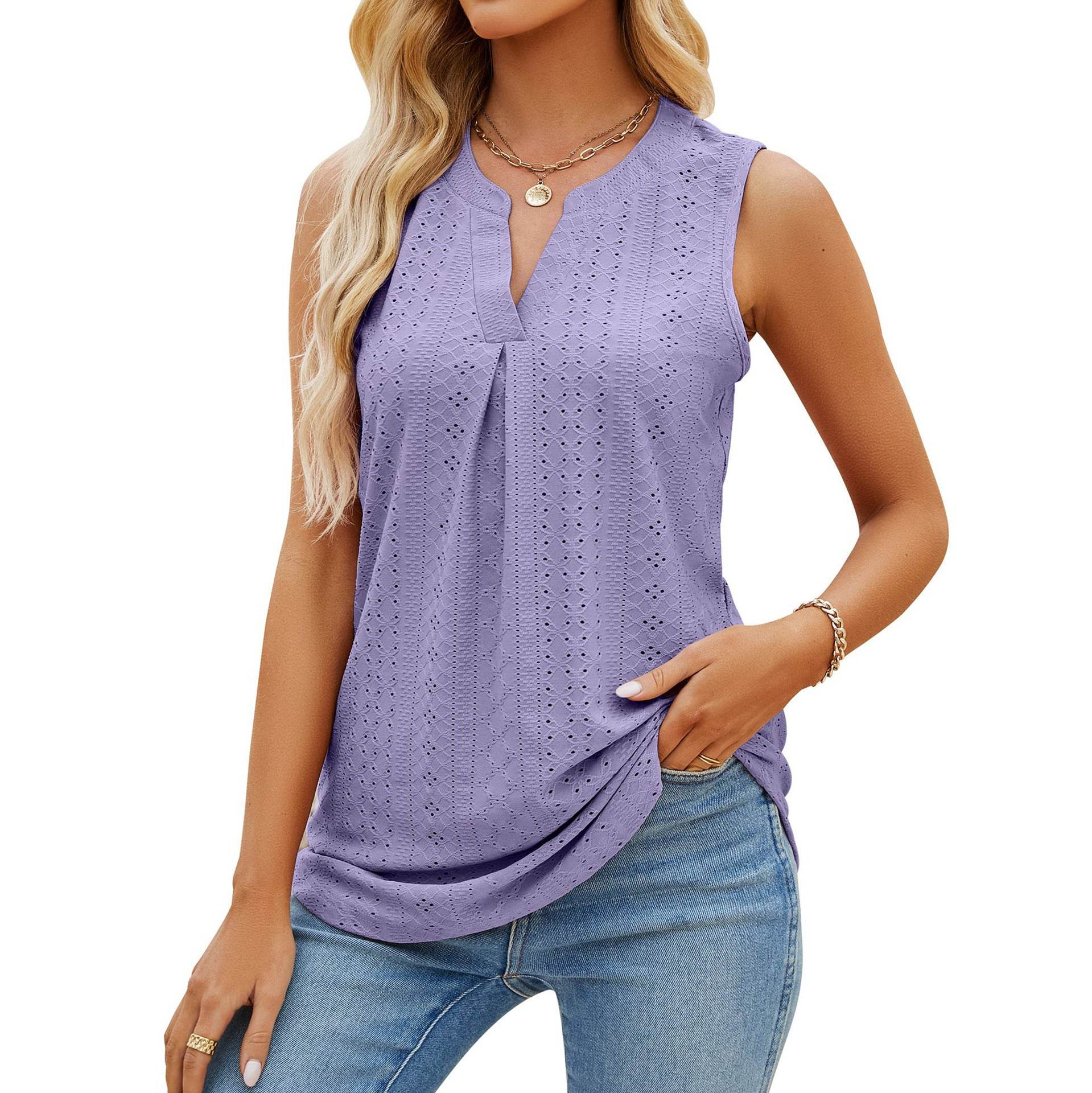 Débardeur Slim d’Été Sans Manches à Col V - Clairea Boutique