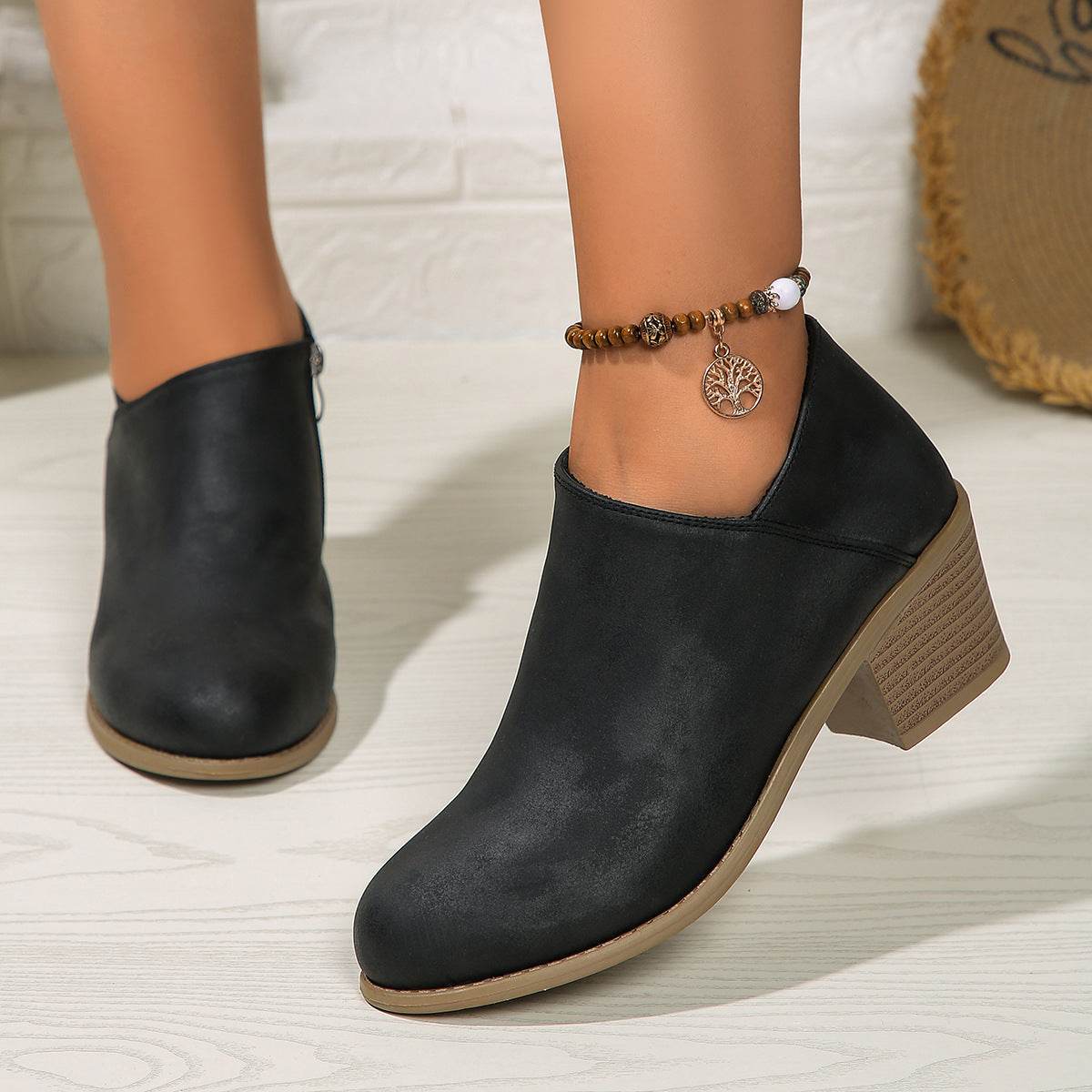 Bottines Courtes à Talon Large - Clairea Boutique