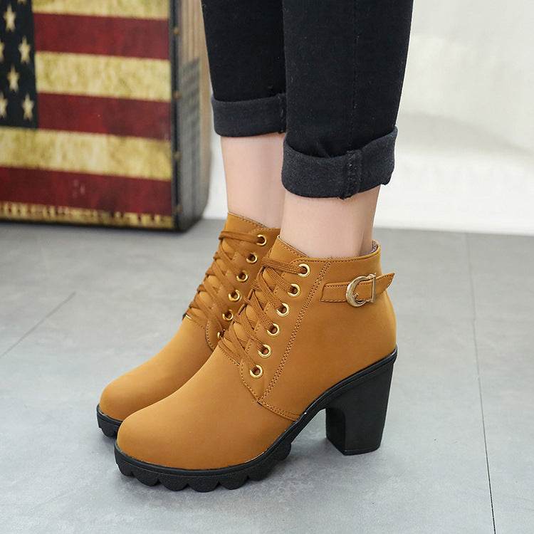 Bottines à Talons Bloc avec Boucle - Clairea Boutique