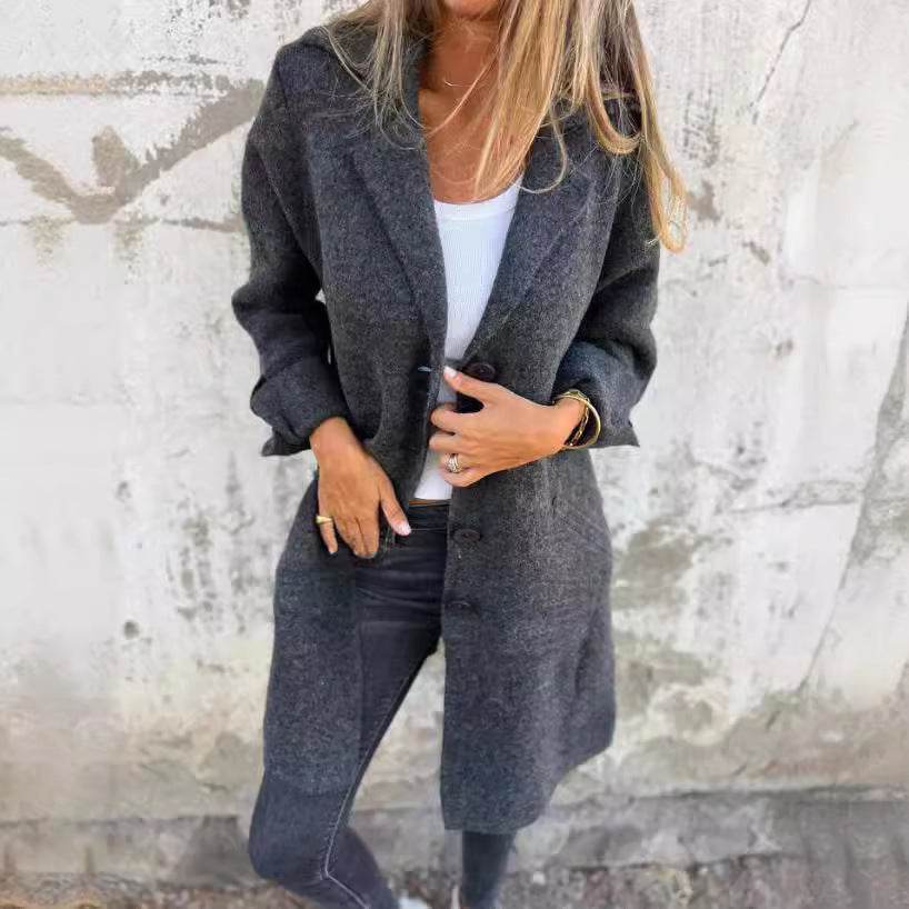 Cardigan Mi-Long à Boutons Simple avec Poches - Clairea Boutique