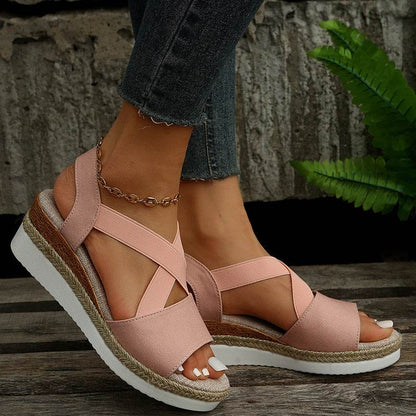 Sandales Compensées À Brides Croisées - Clairea Boutique