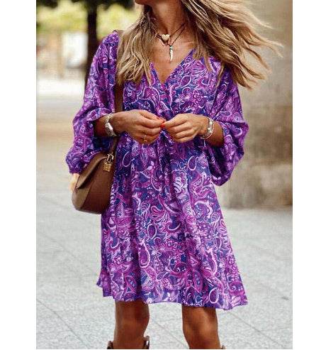 Nouvelle Robe Bohème Imprimée - Clairea Boutique